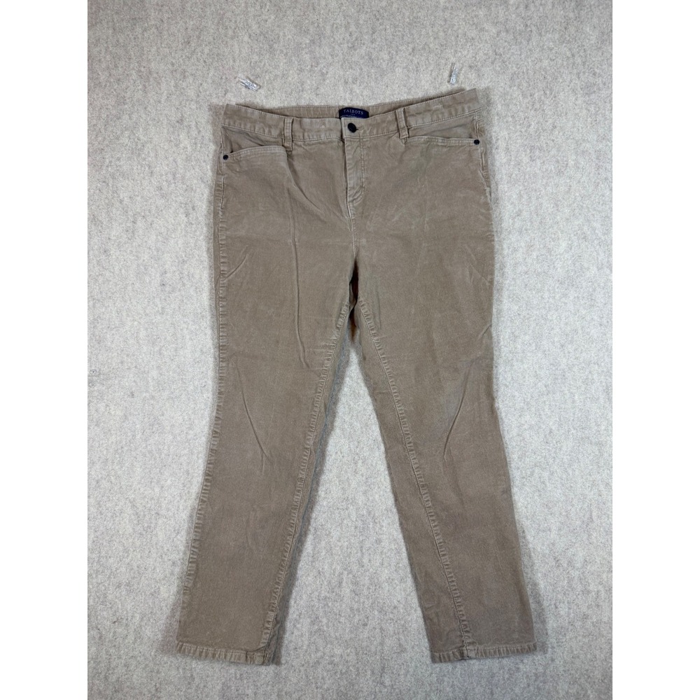 P82. Talbots Simply Flattering 5-Pocket Corduroy Pants Tan Petite 16P Straight